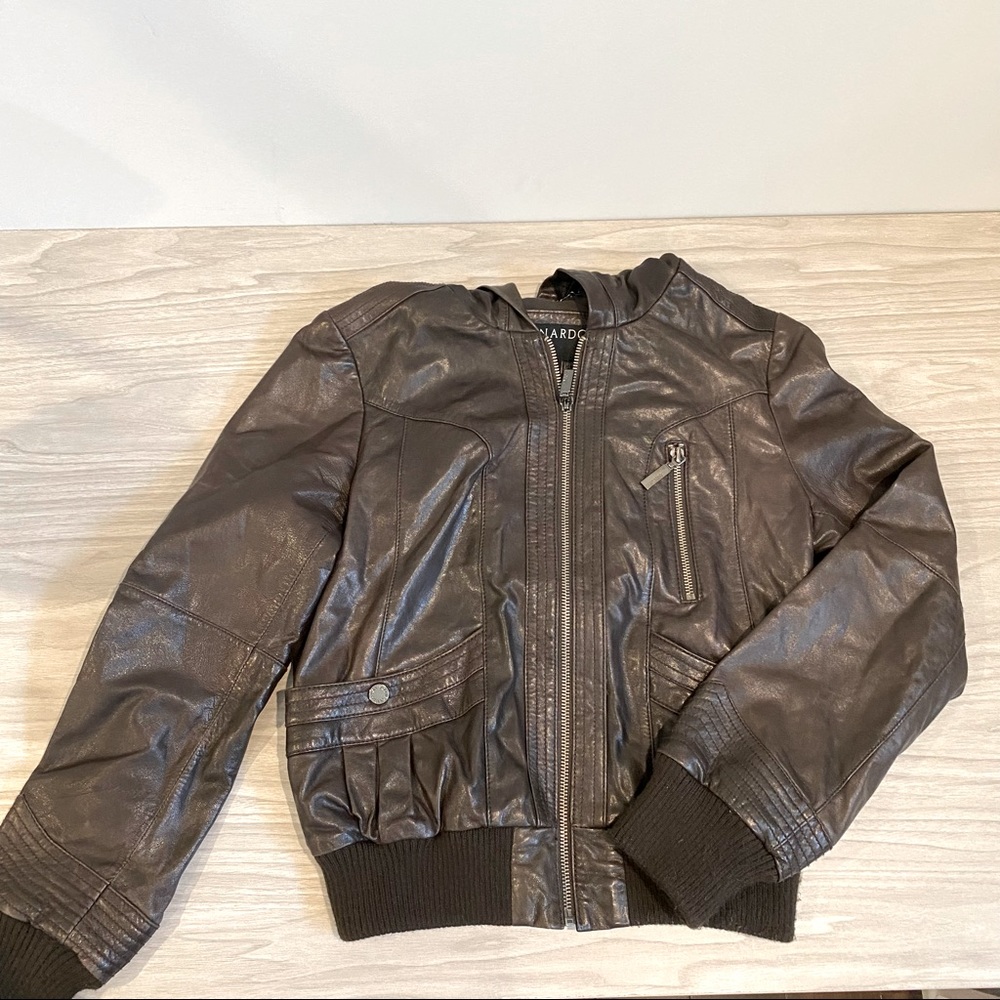 📣 Moving Sale! Bernardo Soft Leather Hooded Jacket Petite Small